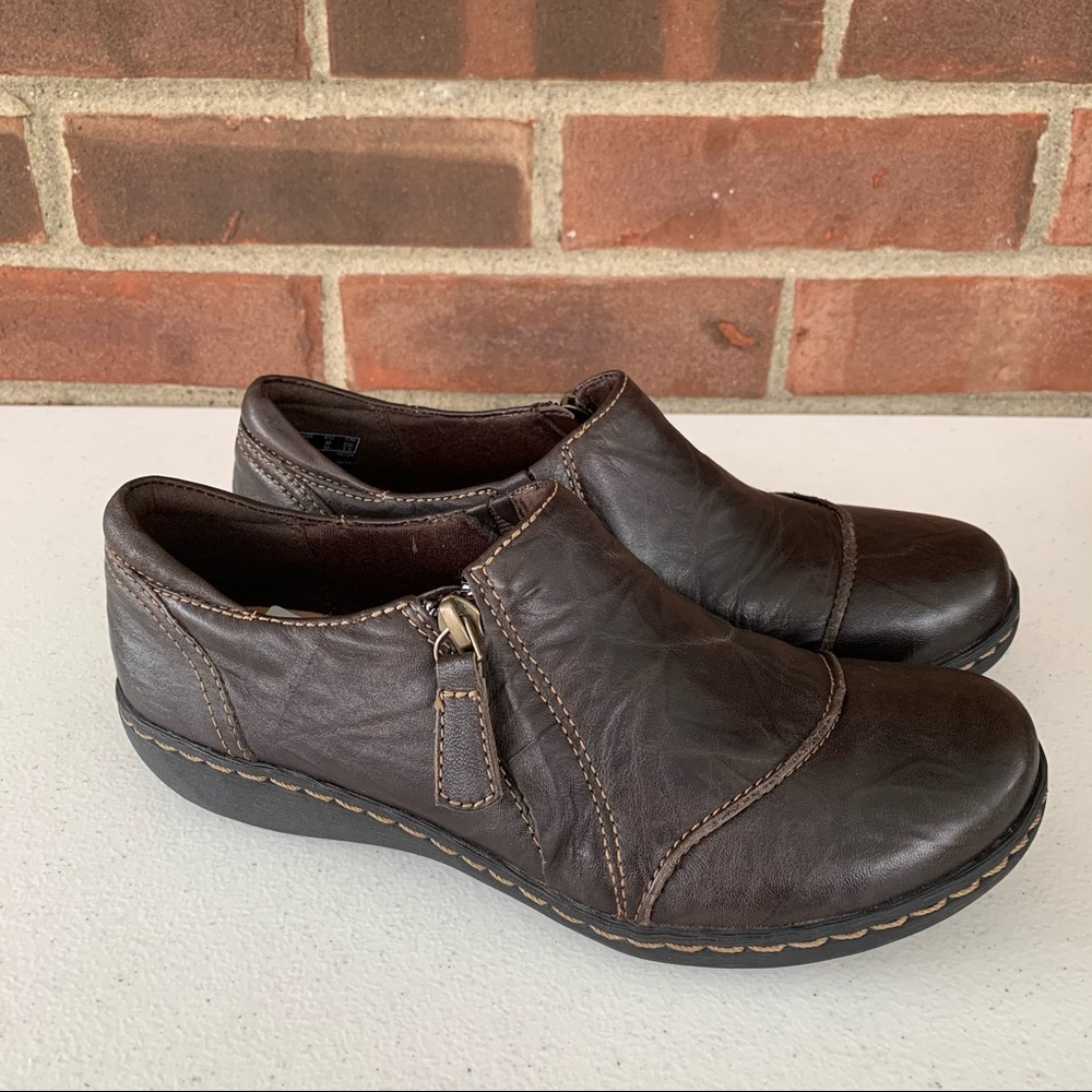 Clarks Brown Leather Slip On Comfort Shoes